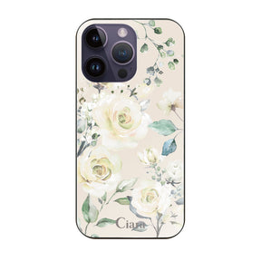 iPhone14ProMax ガラス 強化ガラスケース スプリンクルフラワー イエロー