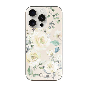 iPhone15ProMax ガラス 強化ガラスケース スプリンクルフラワー イエロー