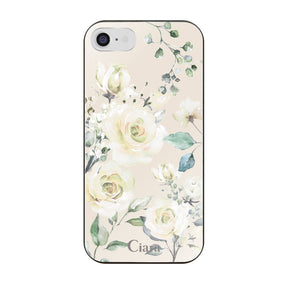 iPhone7/8/SE2/SE3 ガラス 強化ガラスケース スプリンクルフラワー イエロー