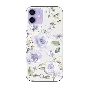 iPhone12/12Pro ガラス 強化ガラスケース スプリンクルフラワー パープル