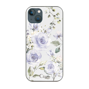 iPhone13mini ガラス 強化ガラスケース スプリンクルフラワー パープル
