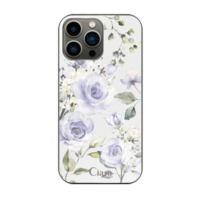 iPhone13Pro ガラス 強化ガラスケース スプリンクルフラワー パープル