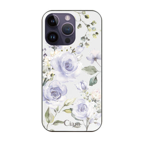 iPhone14ProMax ガラス 強化ガラスケース スプリンクルフラワー パープル