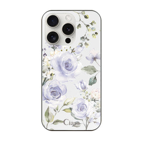 iPhone15ProMax ガラス 強化ガラスケース スプリンクルフラワー パープル