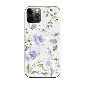iPhoneX/XS ガラス 強化ガラスケース スプリンクルフラワー パープル