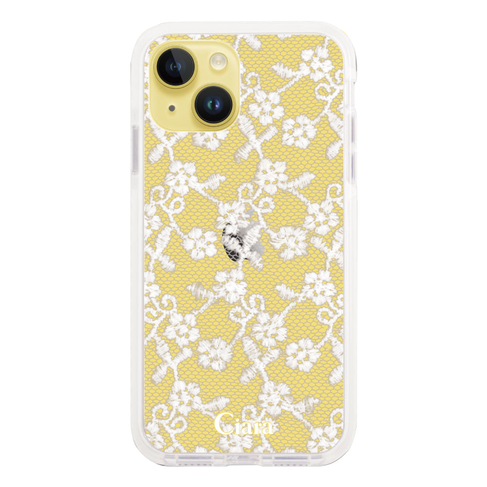iPhoneケース】 クッションバンパー FABRIC SMALL FLOWER LACE 