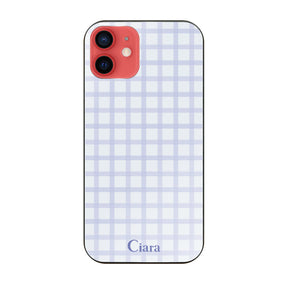 iPhone11 ガラス 強化ガラスケース ブロックチェック ブルー