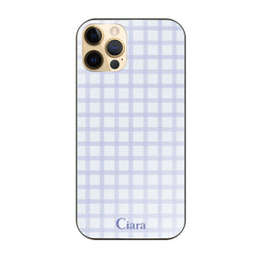 iPhone11Pro ガラス 強化ガラスケース ブロックチェック ブルー