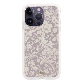 iPhoneケース クッションバンパー 耐衝撃クリアケース ヴィンテージフラワー