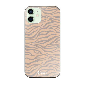 iPhone12mini ガラス 強化ガラスケース タイガー ベージュ