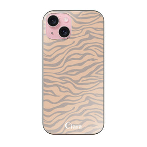 iPhone15 ガラス 強化ガラスケース タイガー ベージュ