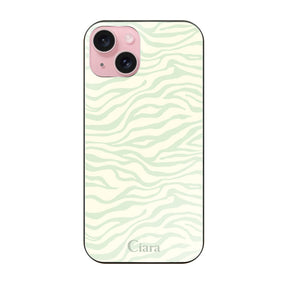 iPhone15 ガラス 強化ガラスケース タイガー グリーン