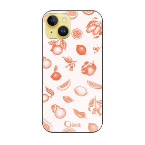 iPhone14Plus ガラス 強化ガラスケース ロマンティックレモン オレンジ
