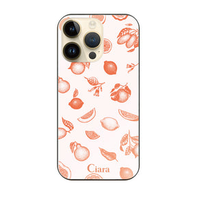 iPhone14Pro ガラス 強化ガラスケース ロマンティックレモン オレンジ