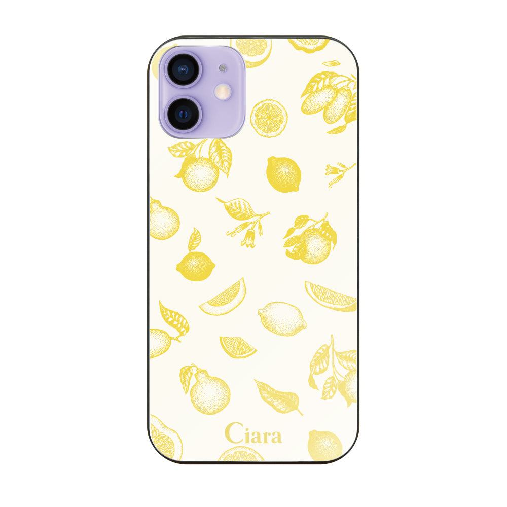 iPhoneケース ガラス 強化ガラスケース ロマンティックレモン