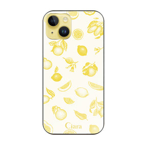 iPhone14Plus ガラス 強化ガラスケース ロマンティックレモン イエロー