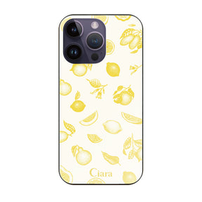 iPhone14ProMax ガラス 強化ガラスケース ロマンティックレモン イエロー