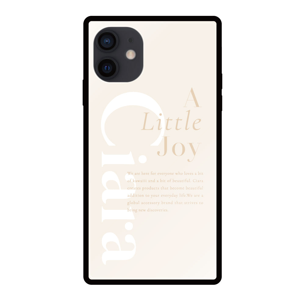 iPhoneXRケース スクエア 強化ガラスケース アリトルジョイ オフホワイト