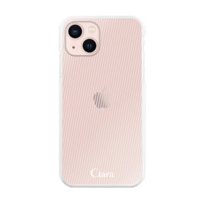 iPhone13 ハイブリッド クリアケース シアーストライプ ベージュ