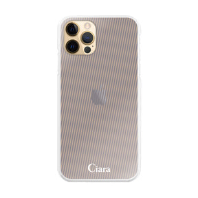 iPhone11Pro ハイブリッド クリアケース シアーストライプ パープル