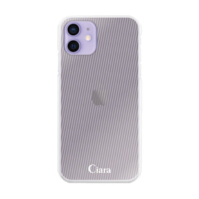 iPhone12/12Pro ハイブリッド クリアケース シアーストライプ パープル