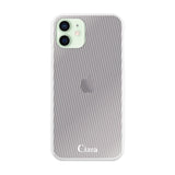 iPhone12mini ハイブリッド クリアケース シアーストライプ パープル