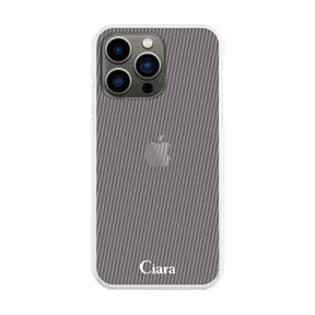 iPhone13Pro ハイブリッド クリアケース シアーストライプ パープル