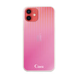 iPhone11 ハイブリッド クリアケース グラデーションストライプ ピンク