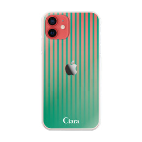 iPhone11 ハイブリッド クリアケース グラデーションストライプ グリーン