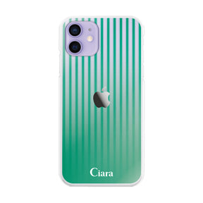 iPhone12/12Pro ハイブリッド クリアケース グラデーションストライプ グリーン