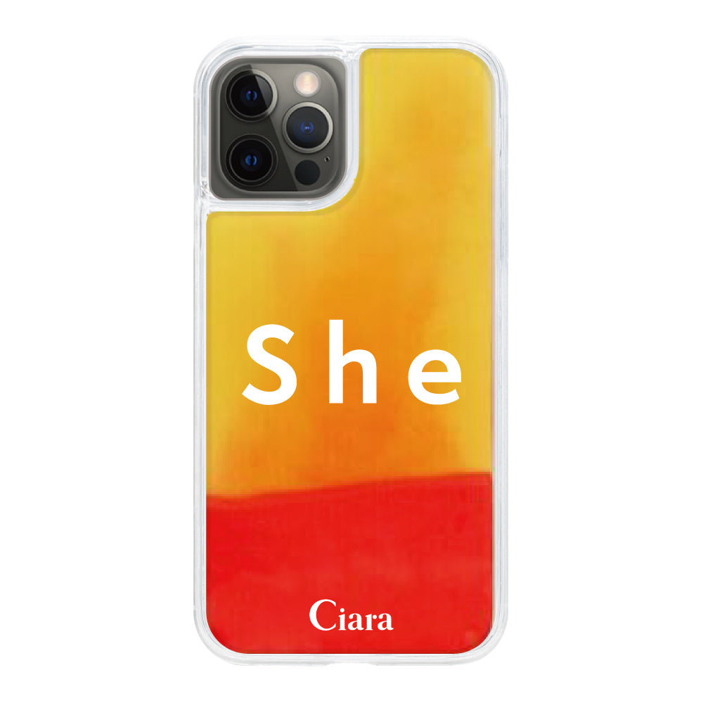 iPhoneX/XSケース ネオンサンド オイルケース シー オレンジ/イエロー