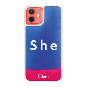 iPhone11ケース ネオンサンド オイルケース シー ピンク/ブルー