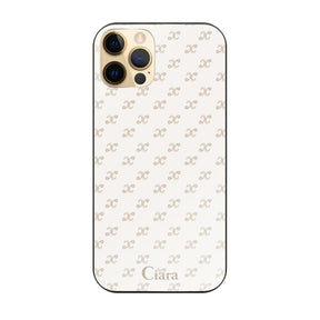 iPhone11Pro ガラス 強化ガラスケース シアラモノグラムパターン ベージュ