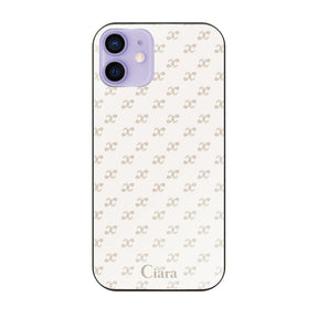 iPhone12/12Pro ガラス 強化ガラスケース シアラモノグラムパターン ベージュ