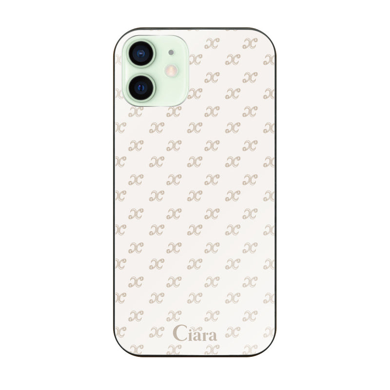 iPhoneケース ガラス 強化ガラスケース シアラモノグラムパターン
