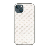 iPhone13mini ガラス 強化ガラスケース シアラモノグラムパターン ベージュ
