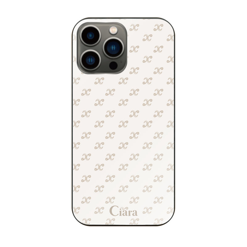 iPhoneケース ガラス 強化ガラスケース シアラモノグラムパターン