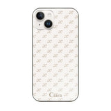 iPhone14 ガラス 強化ガラスケース シアラモノグラムパターン ベージュ