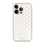 iPhone14Pro ガラス 強化ガラスケース シアラモノグラムパターン ベージュ
