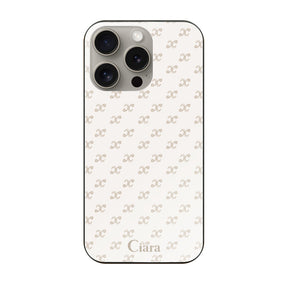 iPhone15Pro ガラス 強化ガラスケース シアラモノグラムパターン ベージュ