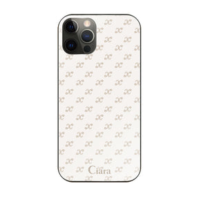 iPhoneX/XS ガラス 強化ガラスケース シアラモノグラムパターン ベージュ
