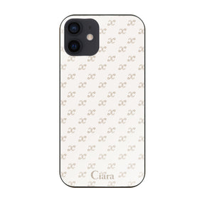 iPhoneXR ガラス 強化ガラスケース シアラモノグラムパターン ベージュ