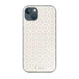 iPhone13mini ガラス 強化ガラスケース シアラマカダムフルパターン ベージュ