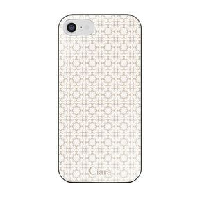 iPhone7/8/SE2/SE3 ガラス 強化ガラスケース シアラマカダムフルパターン ベージュ