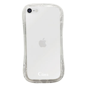 iPhone7/8/SE2/SE3 TPUグリップ クリアケース ロゴ ホワイト