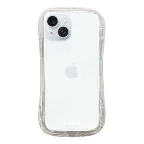 iPhone15Plus TPUグリップ クリアケース ロゴ ホワイト