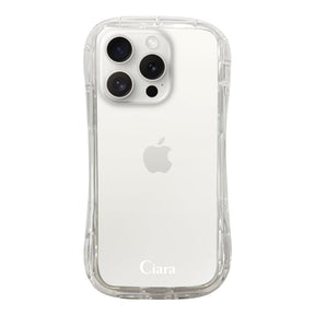 iPhone15ProMax TPUグリップ クリアケース ロゴ ホワイト