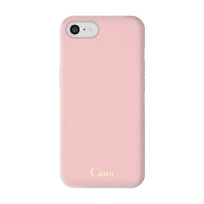 iPhone7/8/SE2/SE3ケース シュリンクPU レザーケース ロゴ ピンク