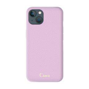 iPhone13miniケース シュリンクPU レザーケース ロゴ パープル