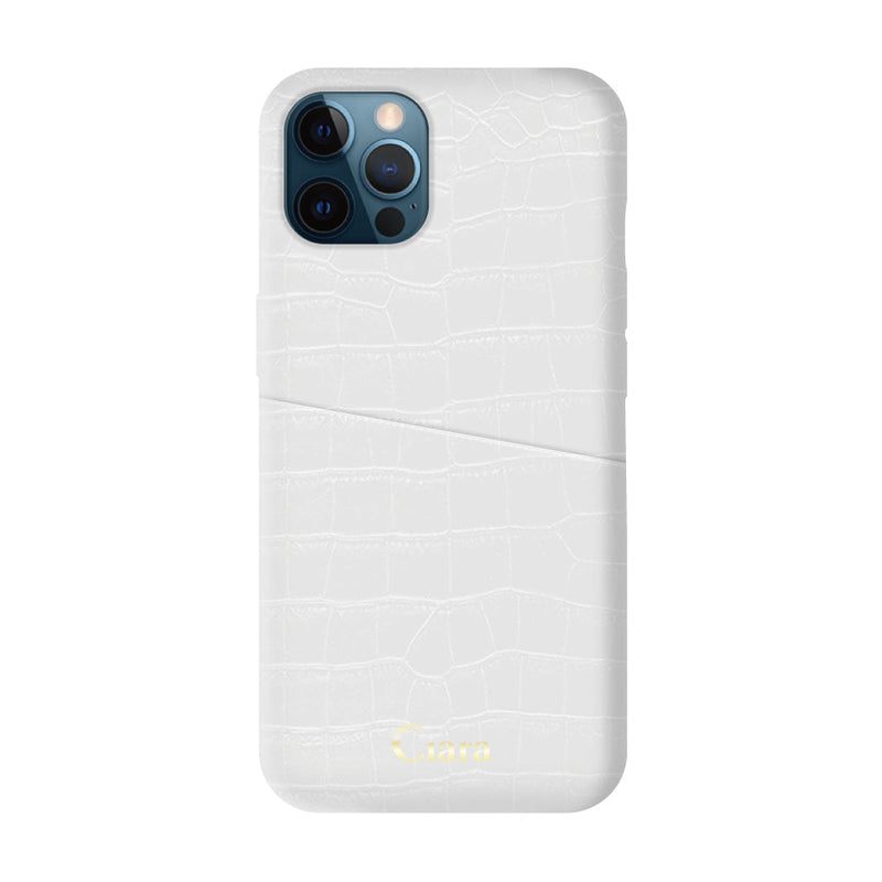 iPhoneケース クロコPUポケット レザーカード収納ケース ロゴ
